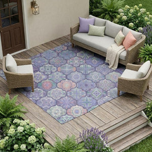 10 Ft X 14 Ft Ogee Polyester Area Rug Washable Stain Resistant Indoor Outdoor Use