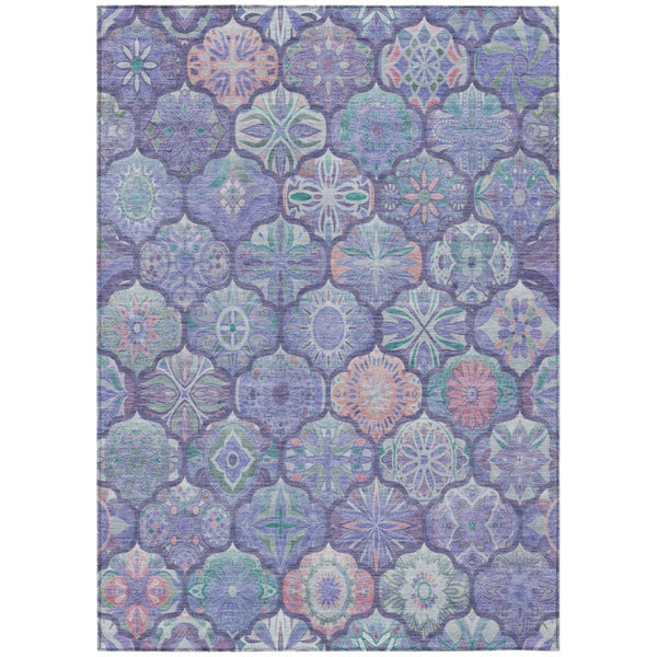 HomeRoots 10 Ft X 14 Ft Ogee Polyester Area Rug Washable Stain Resistant Indoor Outdoor Use 746301