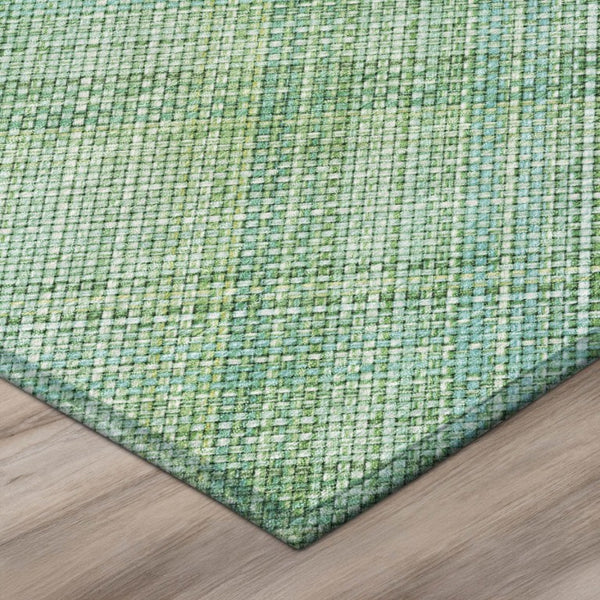 8 Foot Round Plaid Polyester Area Rug Aqua Teal Washable for Indoor Outdoor Use