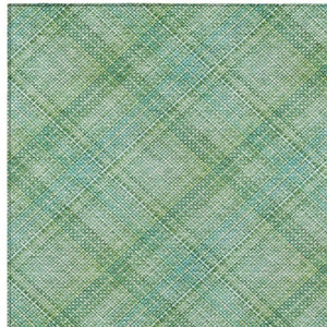 8x10 Aqua Teal Plaid Polyester Area Rug Washable Stain Resistant for Patio or Porch