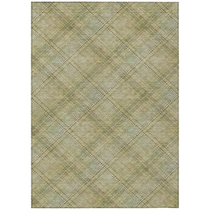HomeRoots 8x10 Plaid Polyester Area Rug Washable Stain Resistant for Patio or Living Room 746317