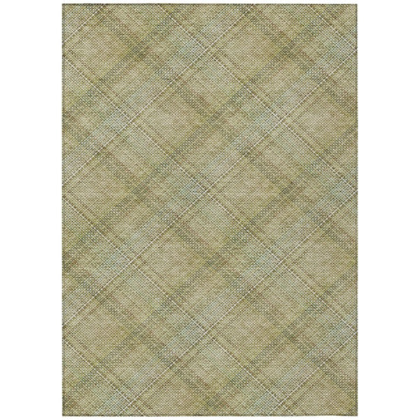 HomeRoots 8x10 Plaid Polyester Area Rug Washable Stain Resistant for Patio or Living Room 746317