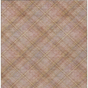 5 X 8 Copper Orange Plaid Polyester Area Rug Washable Stain Resistant Indoor Outdoor
