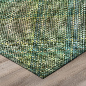 8 Foot Round Plaid Polyester Area Rug Washable Indoor Outdoor Patio Kitchen