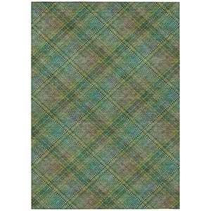 HomeRoots 8 by 10 Plaid Polyester Area Rug Washable Stain Resistant for Patio or Living Room 746341