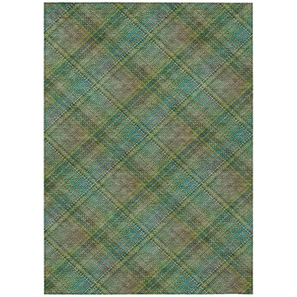HomeRoots 8 by 10 Plaid Polyester Area Rug Washable Stain Resistant for Patio or Living Room 746341