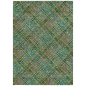 8 by 10 Plaid Polyester Area Rug Washable Stain Resistant for Patio or Living Room