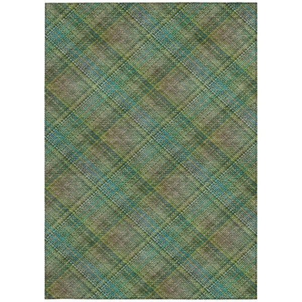 8 by 10 Plaid Polyester Area Rug Washable Stain Resistant for Patio or Living Room