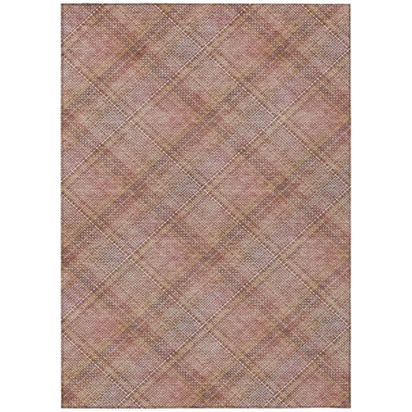 HomeRoots 10 X 14 Pink Beige Plaid Polyester Area Rug Washable Stain Resistant Indoor Outdoor 746349