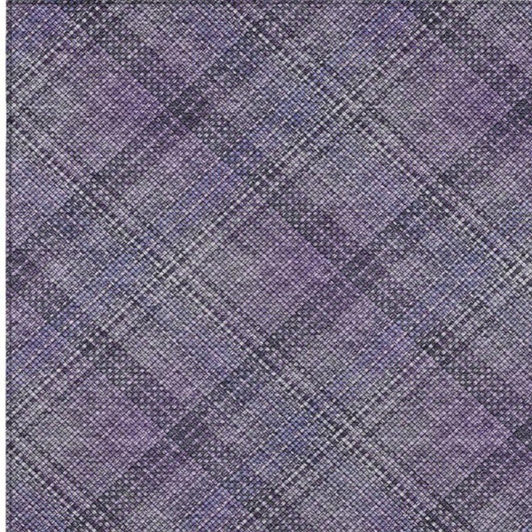 5x8 Plum Purple Plaid Polyester Area Rug Stain Resistant Indoor Outdoor Use