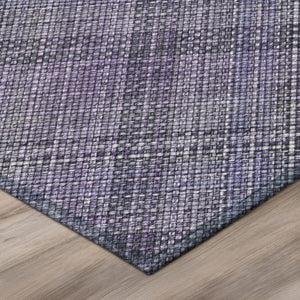 8 Foot Round Plaid Polyester Area Rug in Plum Washable for Indoor Outdoor Use