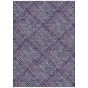 8x10 Plaid Indoor Outdoor Polyester Area Rug Washable Stain Resistant Patio Porch