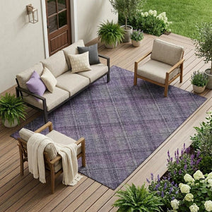 10 X 14 Plaid Washable Polyester Area Rug for Indoor Outdoor Patio or Living Room