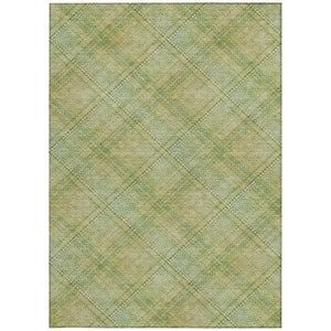 5x8 Sage Green Plaid Polyester Area Rug Washable for Indoor Outdoor Patios