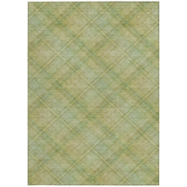 5x8 Sage Green Plaid Polyester Area Rug Washable for Indoor Outdoor Patios