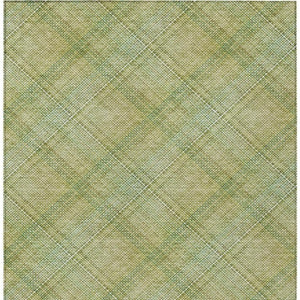 5x8 Sage Green Plaid Polyester Area Rug Washable for Indoor Outdoor Patios