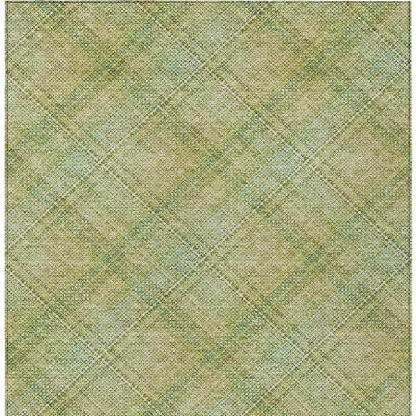 5x8 Sage Green Plaid Polyester Area Rug Washable for Indoor Outdoor Patios
