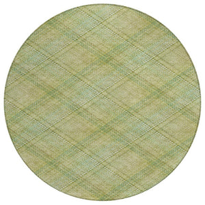 8 Foot Round Plaid Polyester Area Rug for Patio Porch and High Traffic Indoor Spaces