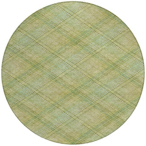 8 Foot Round Plaid Polyester Area Rug for Patio Porch and High Traffic Indoor Spaces