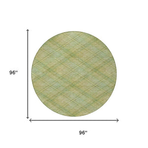 8 Foot Round Plaid Polyester Area Rug for Patio Porch and High Traffic Indoor Spaces