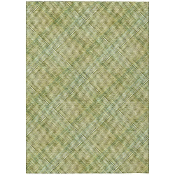 HomeRoots 9 X 12 Sage Green Plaid Polyester Area Rug Washable Stain Resistant Indoor Outdoor 746366