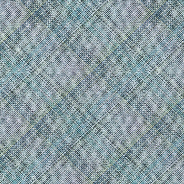 8 Ft X 10 Ft Sky Blue Plaid Washable Polyester Rug for Patio Porch or Living Room