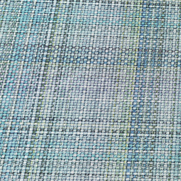 8 Ft X 10 Ft Sky Blue Plaid Washable Polyester Rug for Patio Porch or Living Room