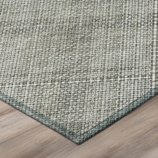 5x8 Silver Gray Plaid Polyester Area Rug Stain Resistant for Indoor Outdoor Use