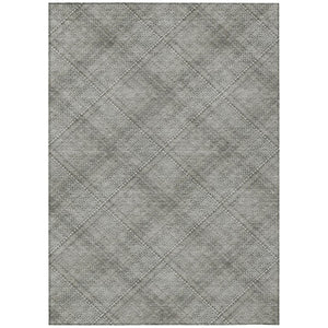 HomeRoots 9 X 12 Silver Gray Plaid Polyester Area Rug Washable for Indoor Outdoor Use 746378