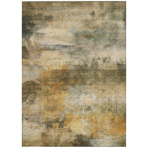 9x12 Abstract Fern Green Polyester Area Rug Washable for Indoor Outdoor Use