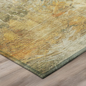 9x12 Abstract Fern Green Polyester Area Rug Washable for Indoor Outdoor Use