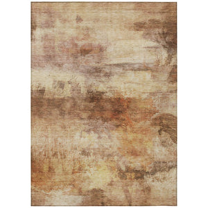 HomeRoots 5 X 8 Abstract Peach Orange Washable Polyester Rug for Patio Porch or Living Room 746423