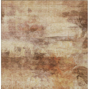 5 X 8 Abstract Peach Orange Washable Polyester Rug for Patio Porch or Living Room