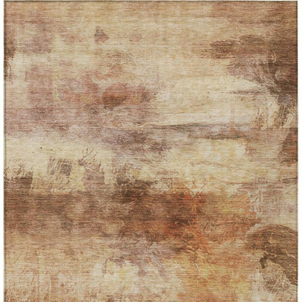 5 X 8 Abstract Peach Orange Washable Polyester Rug for Patio Porch or Living Room