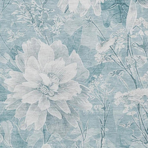 8 X 10 Aqua Teal Floral Polyester Area Rug Stain Resistant for Patio or Living Room