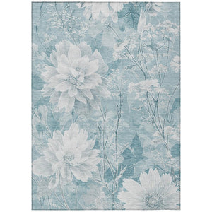 HomeRoots 9 X 12 Floral Polyester Washable Area Rug for Indoor Outdoor Patio Use 746444