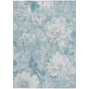 9 X 12 Floral Polyester Washable Area Rug for Indoor Outdoor Patio Use