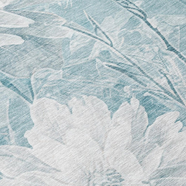 9 X 12 Floral Polyester Washable Area Rug for Indoor Outdoor Patio Use