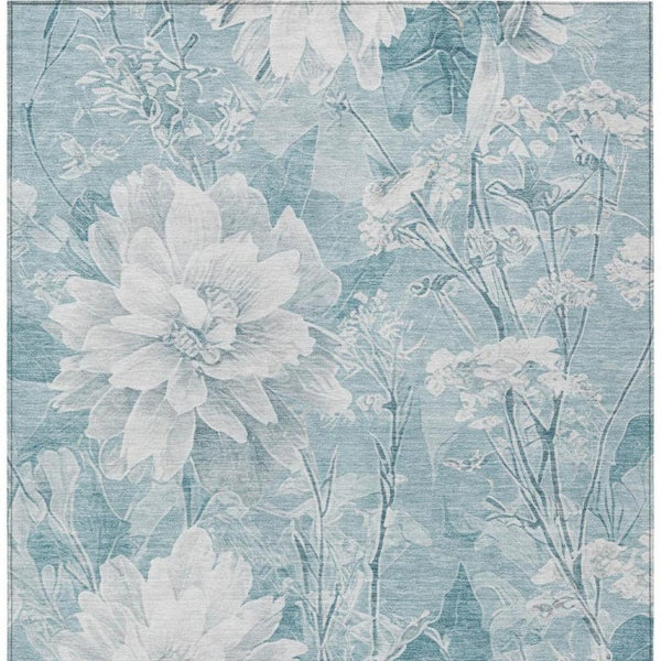 9 X 12 Floral Polyester Washable Area Rug for Indoor Outdoor Patio Use