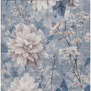 5 X 8 Floral Polyester Area Rug Stain Resistant Washable for Patio or Living Room