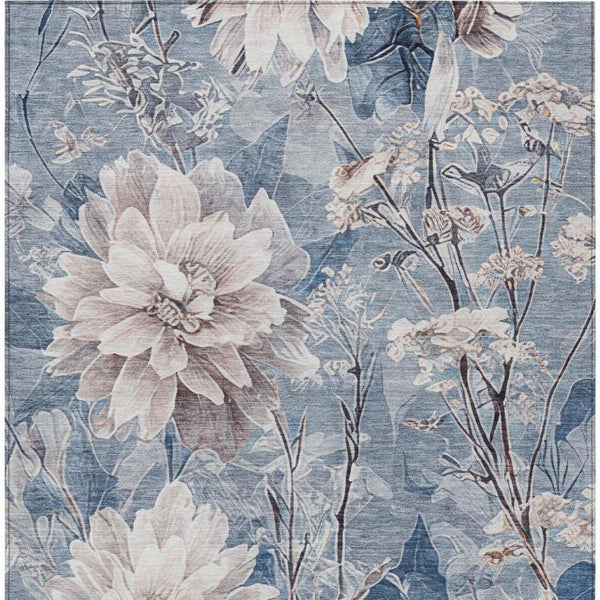5 X 8 Floral Polyester Area Rug Stain Resistant Washable for Patio or Living Room