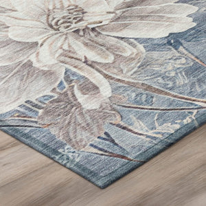 5 X 8 Floral Polyester Area Rug Stain Resistant Washable for Patio or Living Room