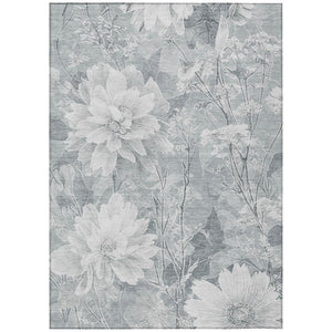 HomeRoots 5x8 Floral Polyester Area Rug Washable Indoor Outdoor Stain Resistant Patio Decor 746465