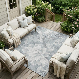 8x10 Floral Polyester Area Rug Stain Resistant Indoor Outdoor Living Patio Use
