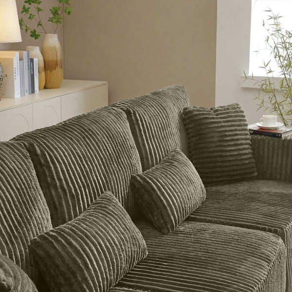 English Elm 109'' Modular Cloud Sectional Corduroy L-shape Deep Seat Sofa for Living Room W1117S00308