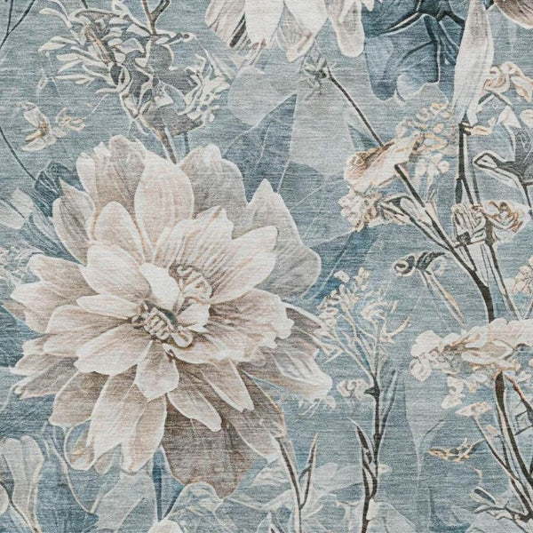 8 X 10 Floral Polyester Area Rug Washable Stain Resistant for Indoor Outdoor Use