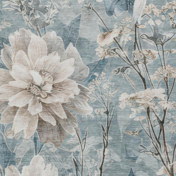8 X 10 Floral Polyester Area Rug Washable Stain Resistant for Indoor Outdoor Use