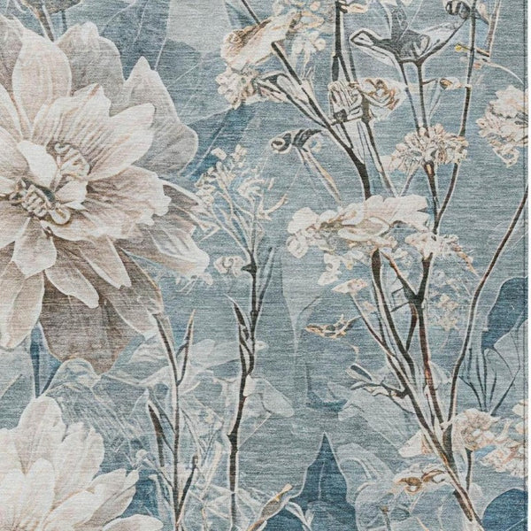 8 X 10 Floral Polyester Area Rug Washable Stain Resistant for Indoor Outdoor Use