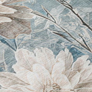 8 X 10 Floral Polyester Area Rug Washable Stain Resistant for Indoor Outdoor Use