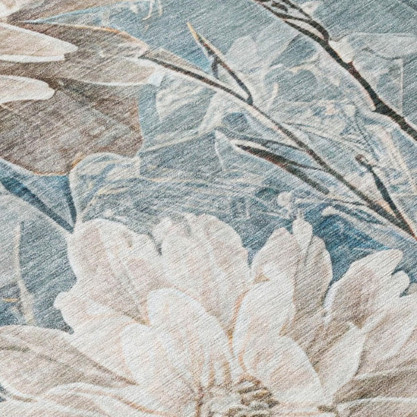 8 X 10 Floral Polyester Area Rug Washable Stain Resistant for Indoor Outdoor Use